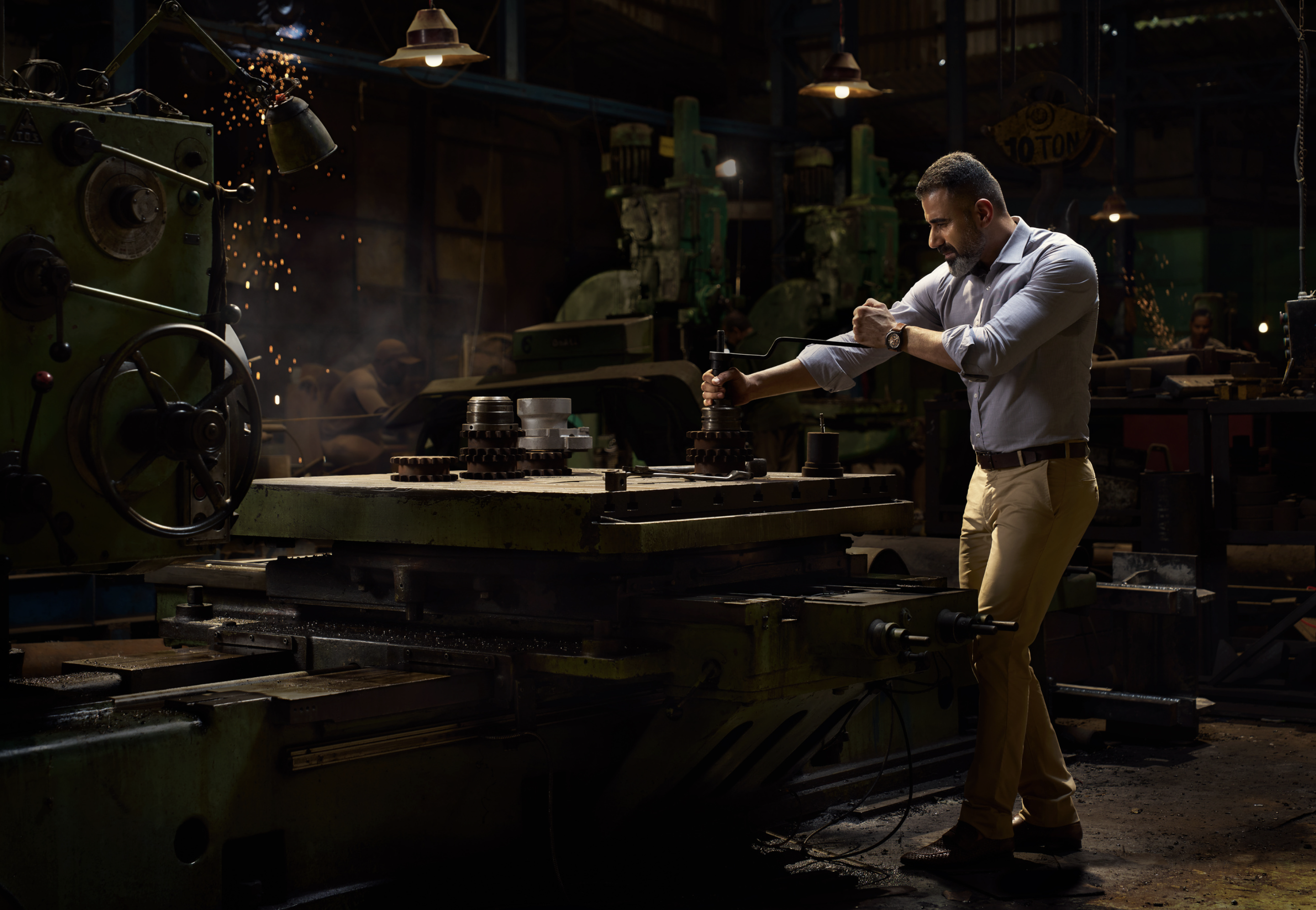 Portrait in an industrial workshop